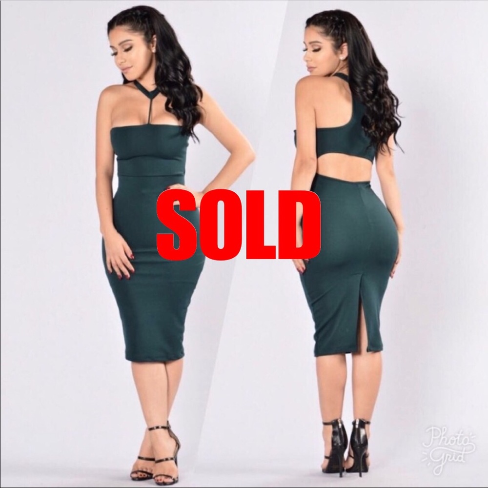 Green Choker Midi Dress